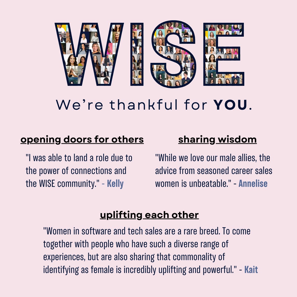 For uplifting others, sharing advice, and prioritizing growth… We're thankful for YOU.

To learn more about our vibrant community, check out ⬇️ womeninsaleseverywhere.com/memberships

#womeninsales