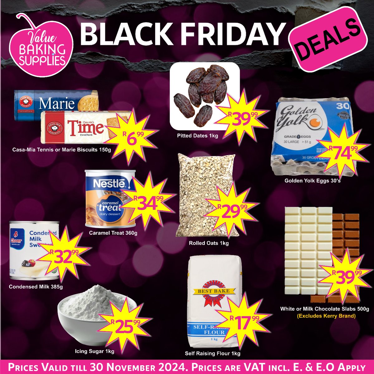 🤩 *Black Friday Specials: where deals are stacked higher than a pancake tower!* 😁

Prices Valid till 30 November '24.

🍒BRACKENFELL: 021 981 0304
Whatsapp Orders: 062 536 8737
Shop 53,Brackenfell Shopping Centre, Old Paarl Road
MAP: goo.gl/maps/fRv4p8rDE…