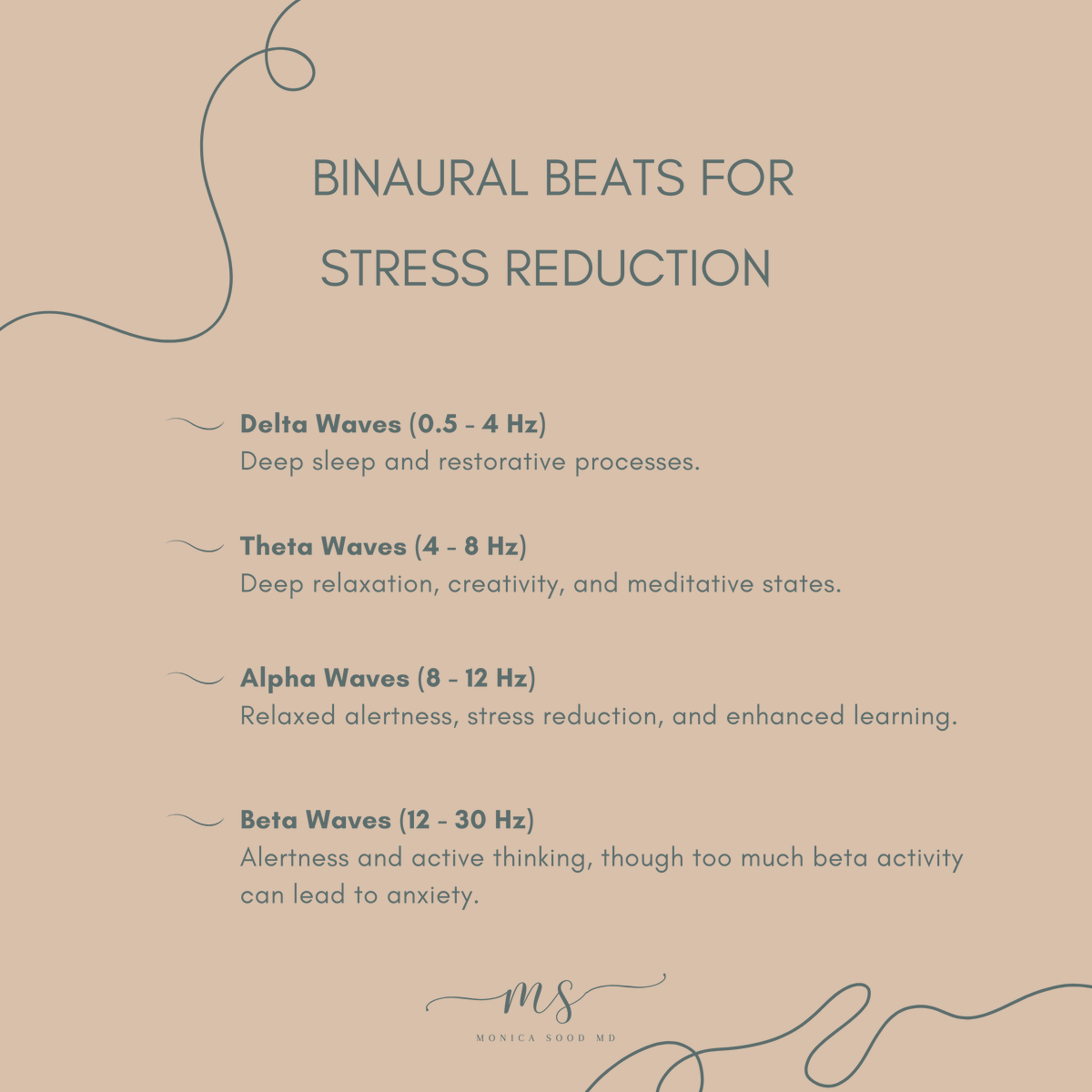 monicasoodmd's tweet photo. Have you heard of using binaural beats for stress reduction? ✨
Binaural beats occur when two slightly different frequencies are played in each ear.
#binauralbeats #stresslesslivemore #stressreduction #parasympatheticnervoussystem #functionalmedicine #stressrelief #funcionalmed https://t.co/A6r0BkS8eH