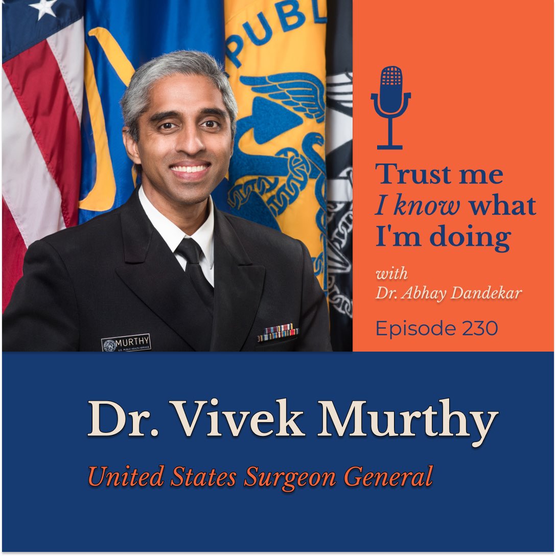 Abhay Dandekar, MD FAAP (@abhaydandekar) on Twitter photo Great insights this week from <a href="/Surgeon_General/">U.S. Surgeon General</a> on cultivating human connections, parenting, and his background informing his journey
Thank you <a href="/vivek_murthy/">Vivek Murthy</a> for your tireless service in keeping our country healthy
abhaydandekar.transistor.fm/230 Great insights this week from <a href="/Surgeon_General/">U.S. Surgeon General</a> on cultivating human connections, parenting, and his background informing his journey
Thank you <a href="/vivek_murthy/">Vivek Murthy</a> for your tireless service in keeping our country healthy
abhaydandekar.transistor.fm/230