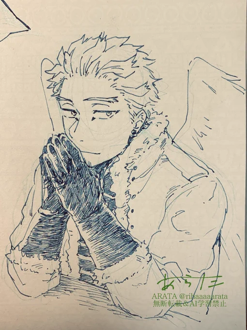 万年筆で🦅くん 
