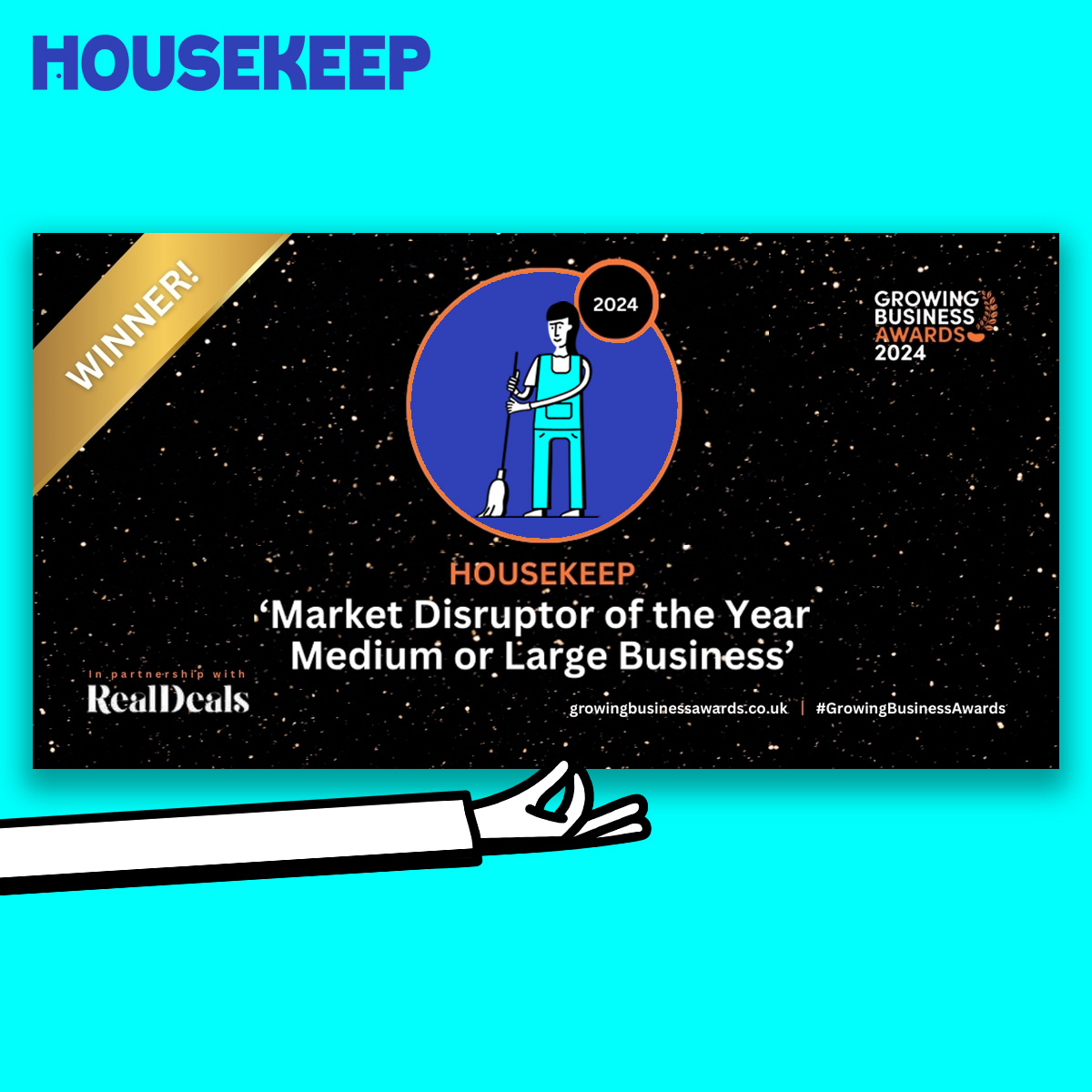 housekeep's tweet photo. Housekeep has been named Market Disruptor of the Year at the 2024 @GrowingBizUK Awards!🏆 🎉

A huge congratulations to all of the other winners and nominees at this year’s awards 🥂

Head over to the Housekeep blog for more info on the awards👇

https://t.co/OJ8pjFojd0 https://t.co/CgdtkrfwJW