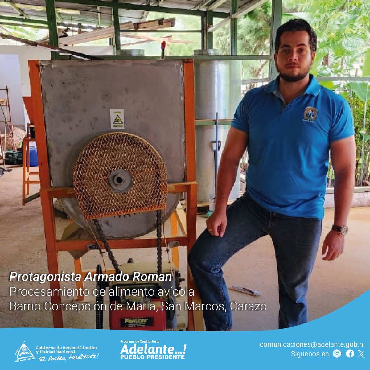 El protagonista Armando Roman Solis, invirtió su crédito para compra de mezcladora de 5 qq, pelletizadora de 6 qq y soplador de grano. Todo esto gracias al apoyo del #ProgramaAdelante 🐥

#DanielTiemposDeVictorias  🔴⚫
#4519SiempreMásAllá