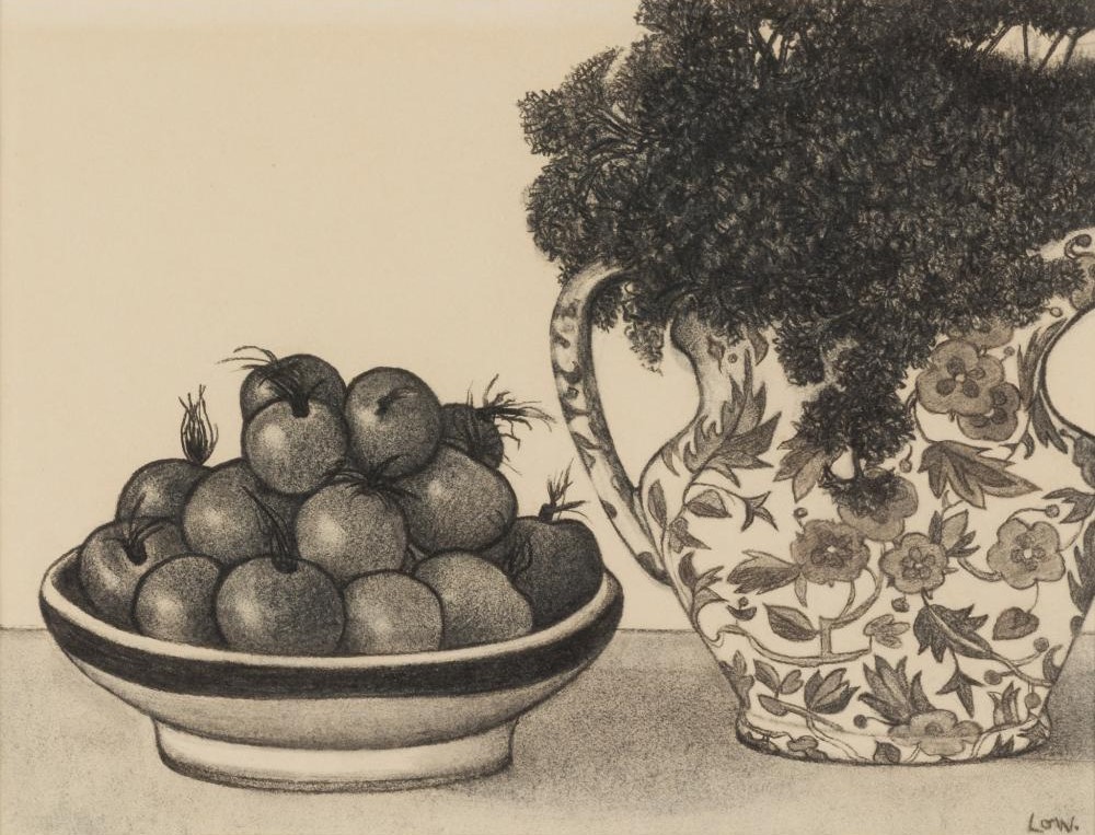 Hildegarde Berwick (@betlowcreates) on Twitter photo No48. In 1995 Bet received the Mayfest Paper Boat Award for her exhibition Land & Sea <a href="/BillcliffeArt/">BillcliffeGallery</a> and her 50 year long career. The charcoal drawing Cherry Tomatoes and Jug of Parsley was included in this exhibition.
Photo: Lyon & Turnbull No48. In 1995 Bet received the Mayfest Paper Boat Award for her exhibition Land & Sea <a href="/BillcliffeArt/">BillcliffeGallery</a> and her 50 year long career. The charcoal drawing Cherry Tomatoes and Jug of Parsley was included in this exhibition.
Photo: Lyon & Turnbull