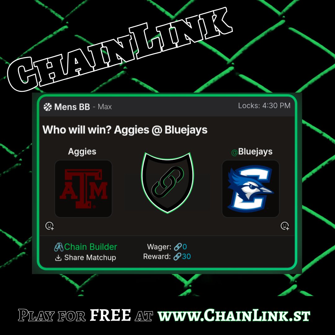 Early season tournament basketball continues today on ChainLink! Pick Texas A&amp;M or Creighton to win in Las Vegas!