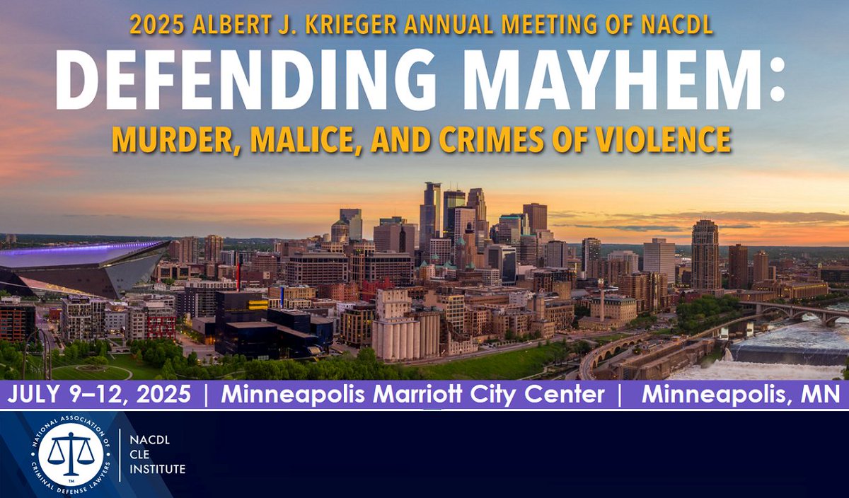 theCLEguy's tweet image. Its gonna be YUGE!!  The @NACDL is heading to Minneapolis for its 2025 Annual Meeting &amp;amp; Seminar.

LEARN MORE: nacdl.org/Annual2025

#NACDLAnnual @DejaVishny @ericjdavislaw @KelliMChildress @ryangarryatyllc