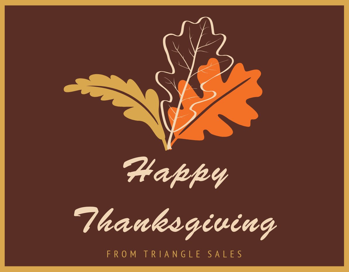 TriangleSalesKC's tweet photo. As we reflect on all the things we’re grateful for, we want to extend a heartfelt thank you to our amazing customers, partners, and team members. In celebration of Thanksgiving, Triangle Sales will be closed on November 28th and 29th.  Have a wonderful Thanksgiving! https://t.co/f43xopCx3n