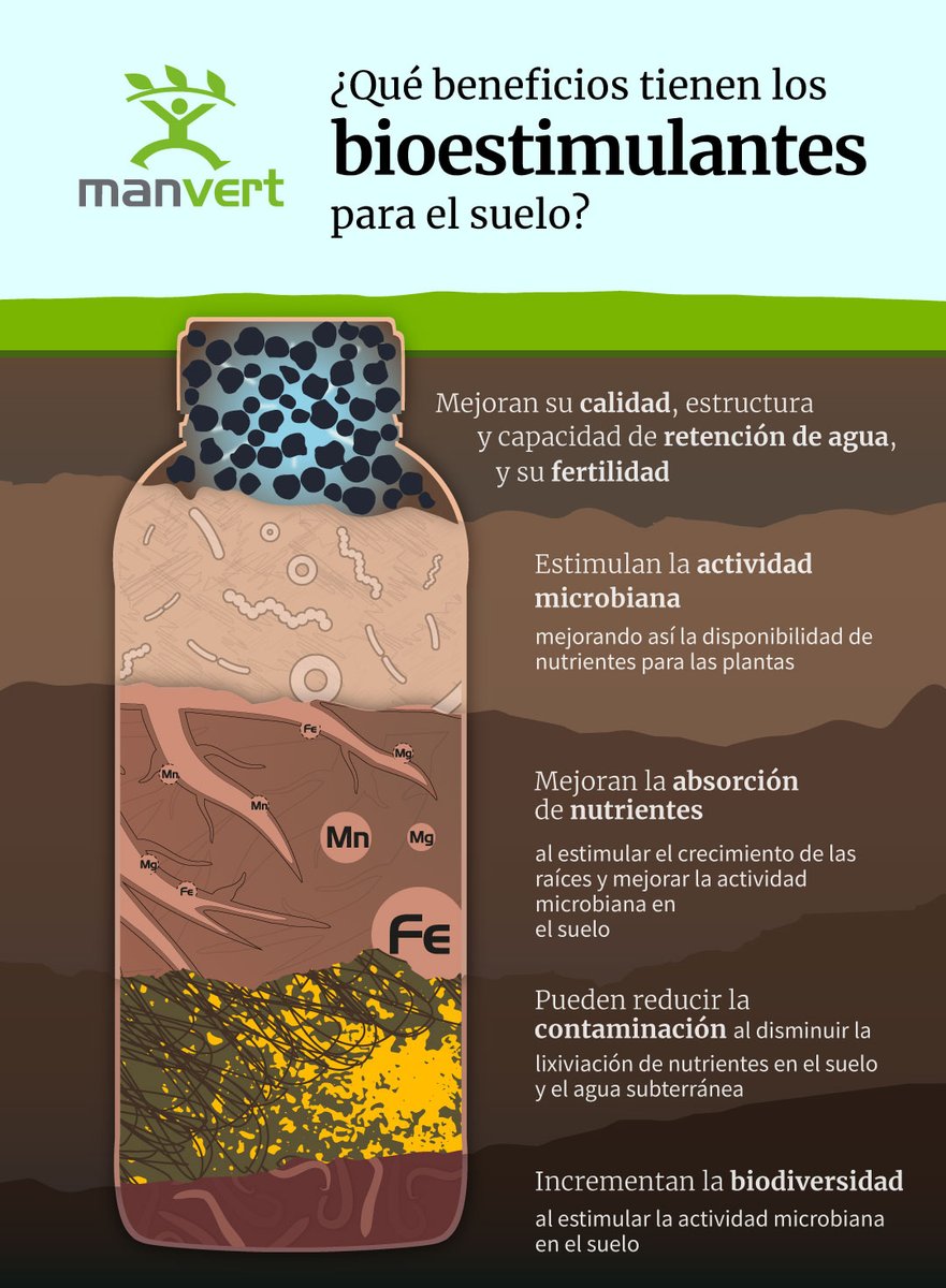 manvert_'s tweet image. ¿Conoces los beneficios de los #bioestimulantes para el suelo? 
Te los contamos👇 

#agriculturasostenible