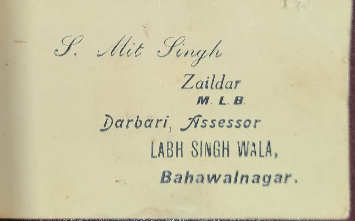 danewaliaswaran's tweet photo. My #father's #parental #grandfather (Nana ji) Sr Mit Singh #visiting card found . It may be about minimum 80 years old . #bhawalnagar princely state of #bikaner regime and the villege was named after his elder #brother . Now #sandhu family is settled in #fazilka #distt https://t.co/N0OIzRaPo1