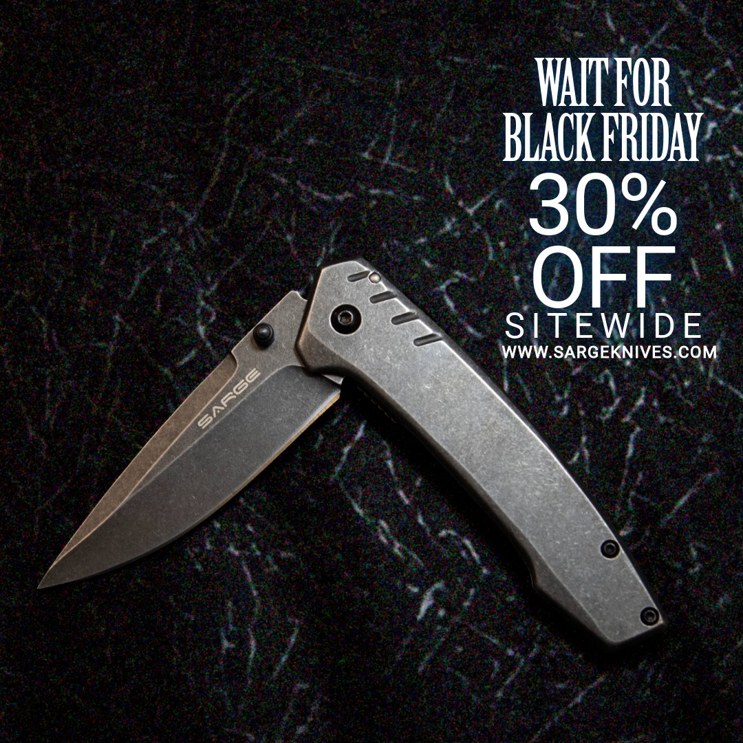 sargeknives's tweet photo. This Friday only, enjoy 30% off our selection of knives, specialty items, and drinkware! Use code FRIDAY30 to snag the Stonewash Frame Lock Folder for just $23.07. If you miss it, don’t worry—our Cyber Weekend sale will offer 20% off site-wide! https://t.co/y7WtE0UuXR