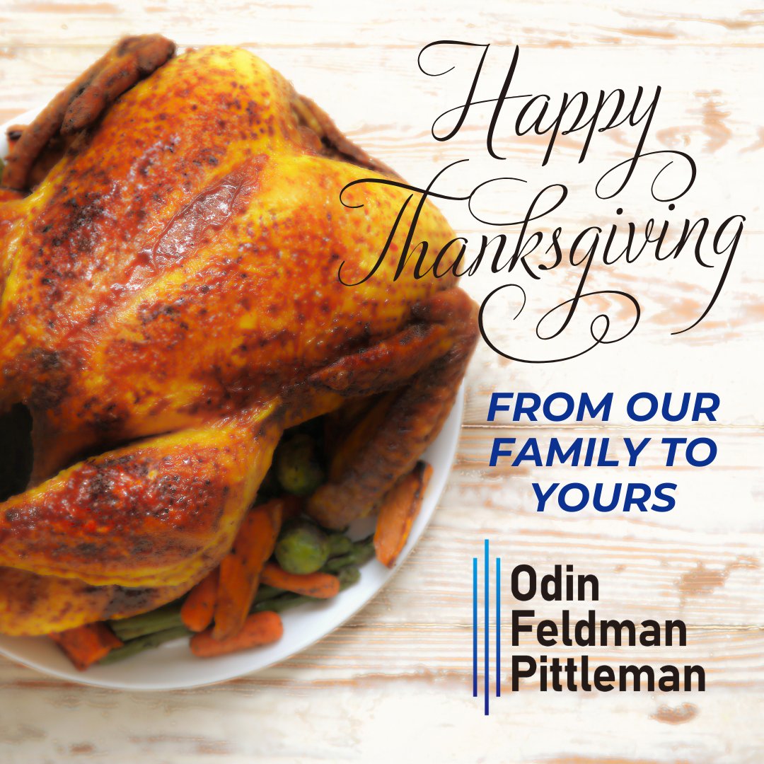 OFPLaw's tweet photo. Our office will close at 3 p.m. today in observance of Thanksgiving. We will reopen on Monday, Dec. 2, at 8 a.m.

The attorneys and staff at OFP wish you and your loved ones a joyful holiday filled with gratitude, love, and plenty of delicious food. https://t.co/YOAvtm6trO