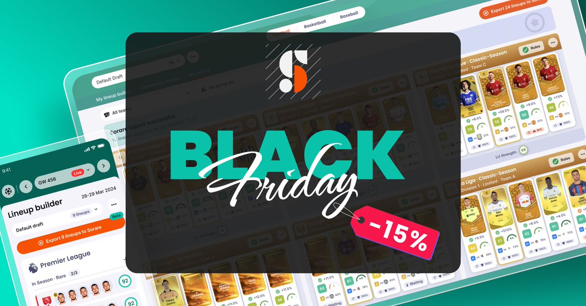 💥Black Friday starts tomorrow!💥

Take your #Sorare experience to the next level by getting 15% off a ⭐️SorareData star membership!⭐️

Don't miss out, this offer is only available from 0:00 CET to 23:59 on Friday!