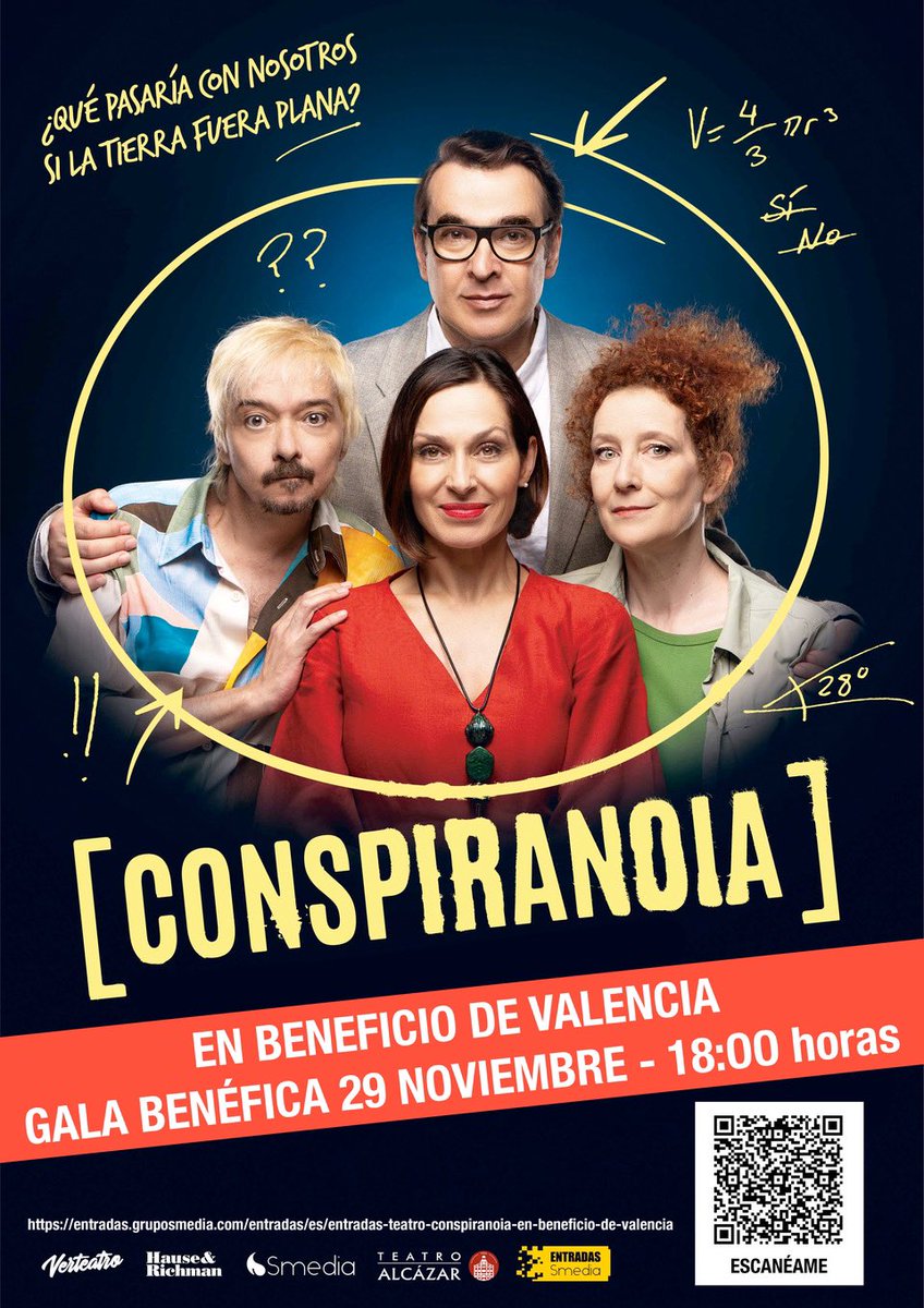 Comparto aquí este cartel, el viernes dia 29 se hará una función especial de #Conspiranoia de recaudación por la DANA en Valencia.