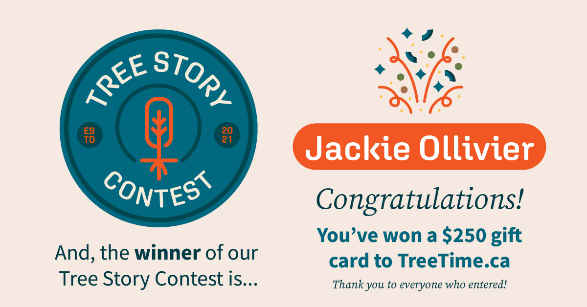 ProjectForest_'s tweet image. 🥁 Drumroll please... Announcing the winner of the Project Forest 2024 Tree Story Contest! ✨Congratulations Jackie Ollivier!✨ Your entry was randomly selected as the winner of the $250 gift card from TreeTime.ca. #ProjectForest #TreeStoryContest