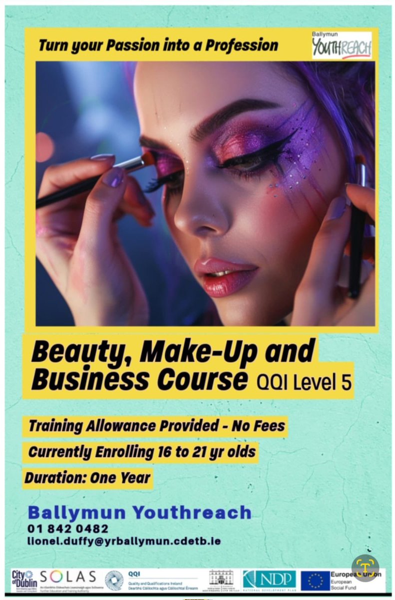 Ballymun Youthreach (@ballymuny) on Twitter photo Still some places left on our double module Level 5 Cosmetics course <a href="/CityofDublinETB/">City of Dublin ETB</a> <a href="/RegionalCdetbYR/">City of Dublin Regional Youthreach</a> <a href="/SOLASFET/">SOLAS</a> <a href="/dicaegs1/">City of Dublin ETB Adult Education Guidance</a> Still some places left on our double module Level 5 Cosmetics course <a href="/CityofDublinETB/">City of Dublin ETB</a> <a href="/RegionalCdetbYR/">City of Dublin Regional Youthreach</a> <a href="/SOLASFET/">SOLAS</a> <a href="/dicaegs1/">City of Dublin ETB Adult Education Guidance</a>
