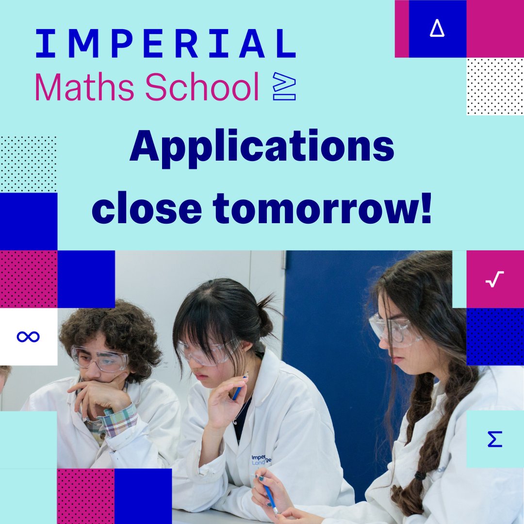 It's not too late to get your application started! Applications close on Thursday 28 Nov 📝

🔗➡️imperialmathsschool.applicaa.com/apply2025