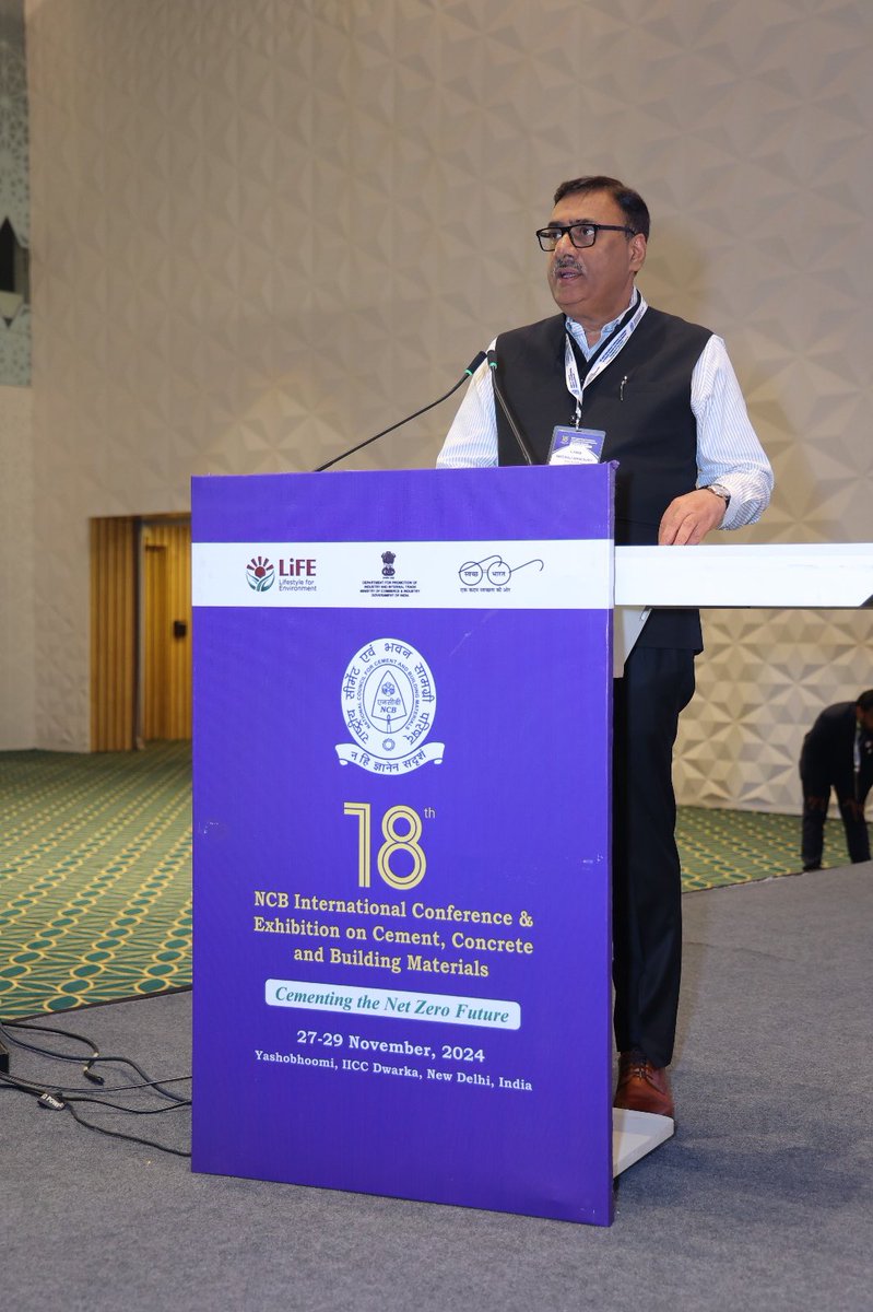 NcbIndia's tweet photo. @DPIITGoI Shri Neeraj Akhoury, Chairman-NCB, President-CMA &amp; MD-Shree Cement Ltd. addressed on the occasion highlighting the achievements of Cement Industry and challenge of decarbonisation faced by the industry https://t.co/0jV8epzRxg