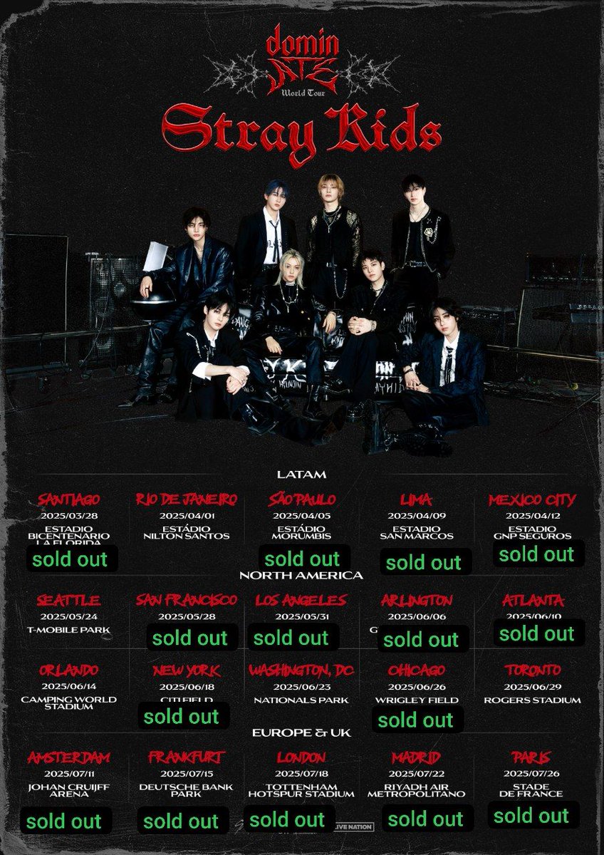 _lyneho's tweet photo. IN JUST ONE WEEK STRAYKIDS SOLD OUT 15 STADIUMS ALL AROUND THE WORLD THIS IS INSANE !!!!! https://t.co/u2cUDCydpG