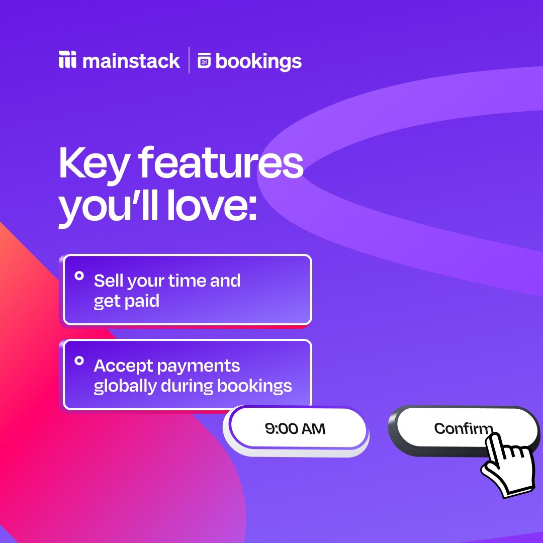 themainstack's tweet image. Scheduling your meetings just got better with Mainstack bookings!🎉
Start selling your time and earn globally, on mainstack.co
#schedulingSoftware
#bettermeetings
