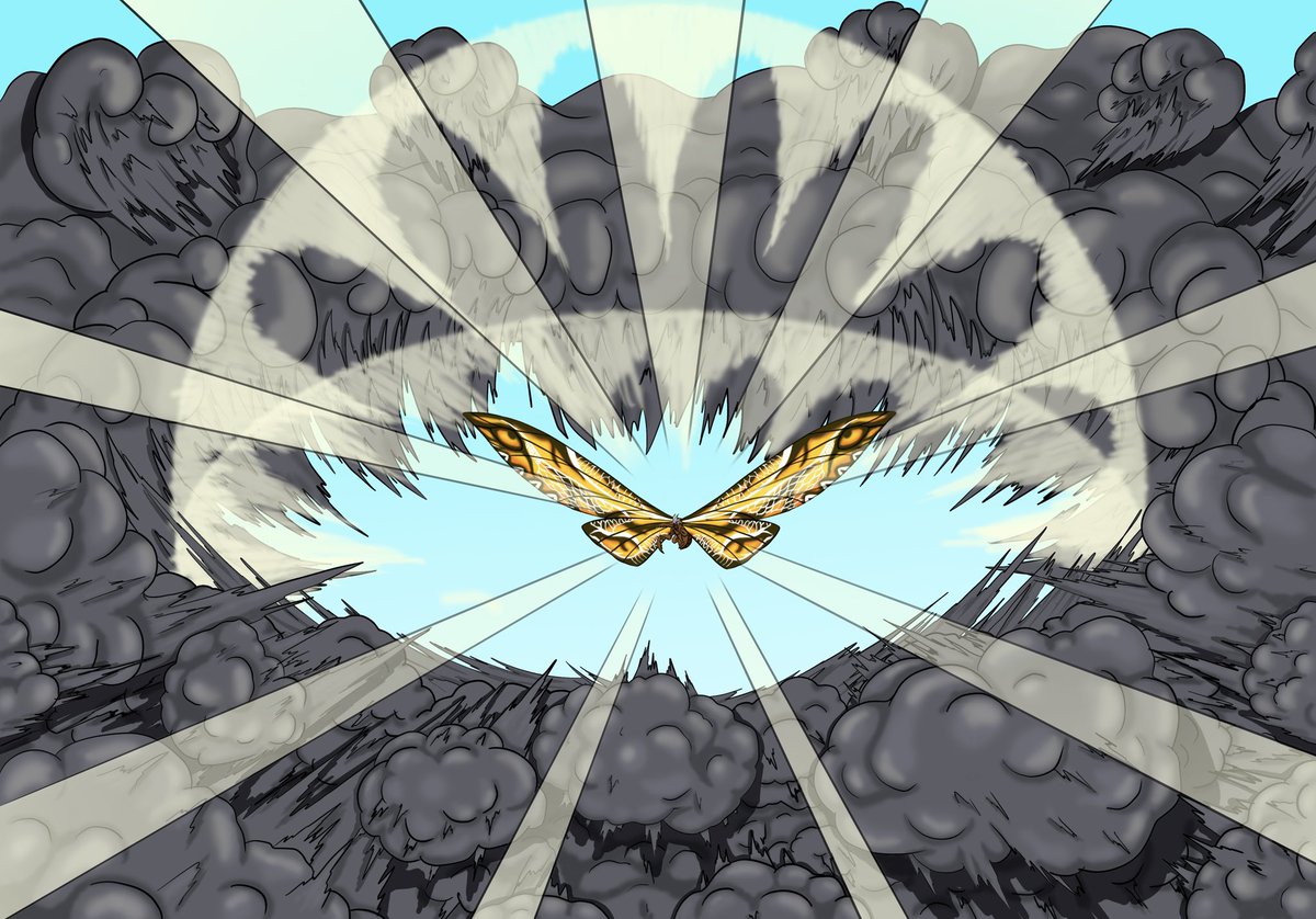 神の光
久しぶりに絵が描けた
#GODZILLA
#Mothra 
#Godzillafanart