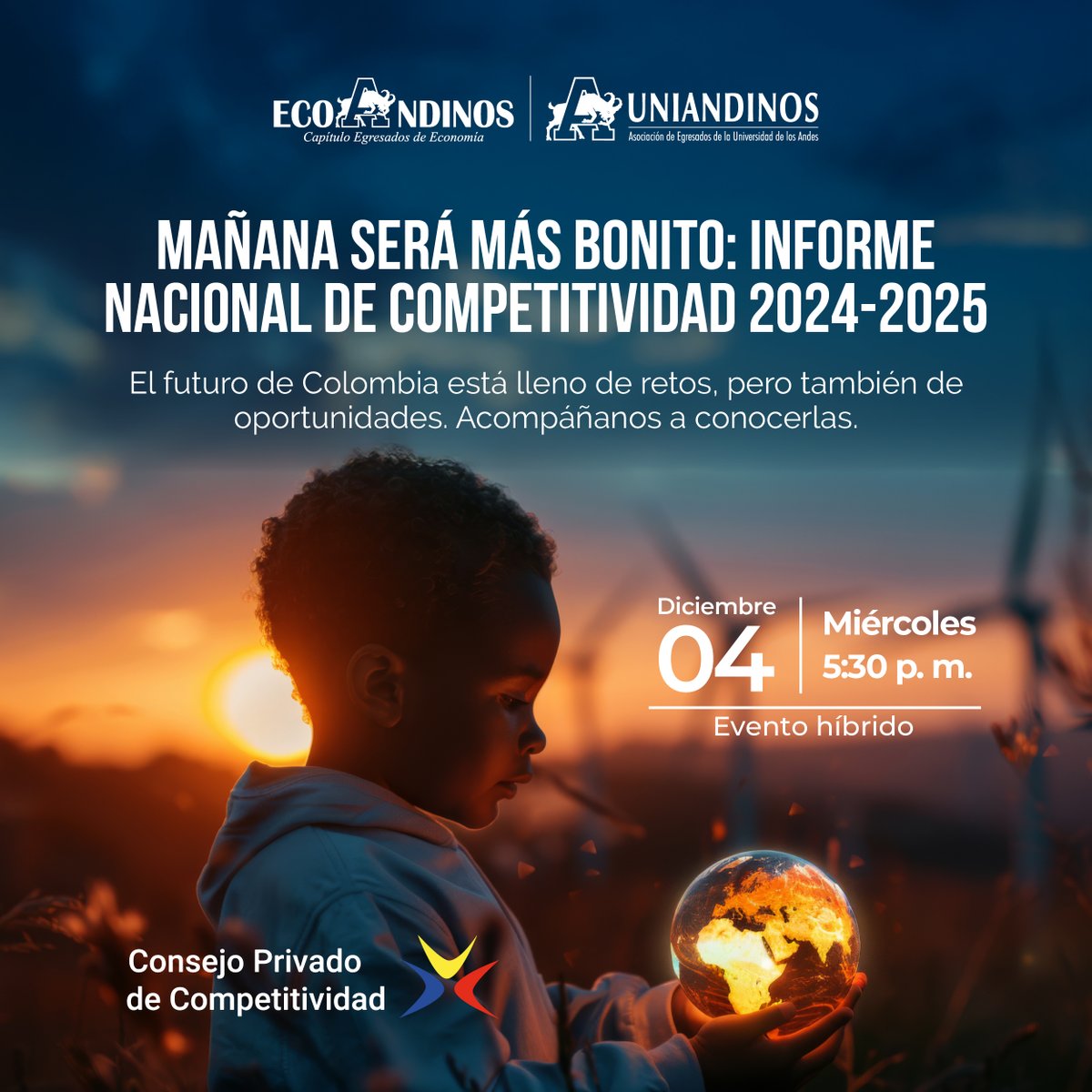 Únete a esta conferencia en donde exploraremos los grandes retos y las oportunidades que definirán el rumbo de nuestro país en los próximos años. 

¡No te lo puedes perder!  

📅 miércoles, 4 de diciembre
⏰ 5:30 p. m.
💻 Híbrido

Inscríbete aquí: rebrand.ly/833936