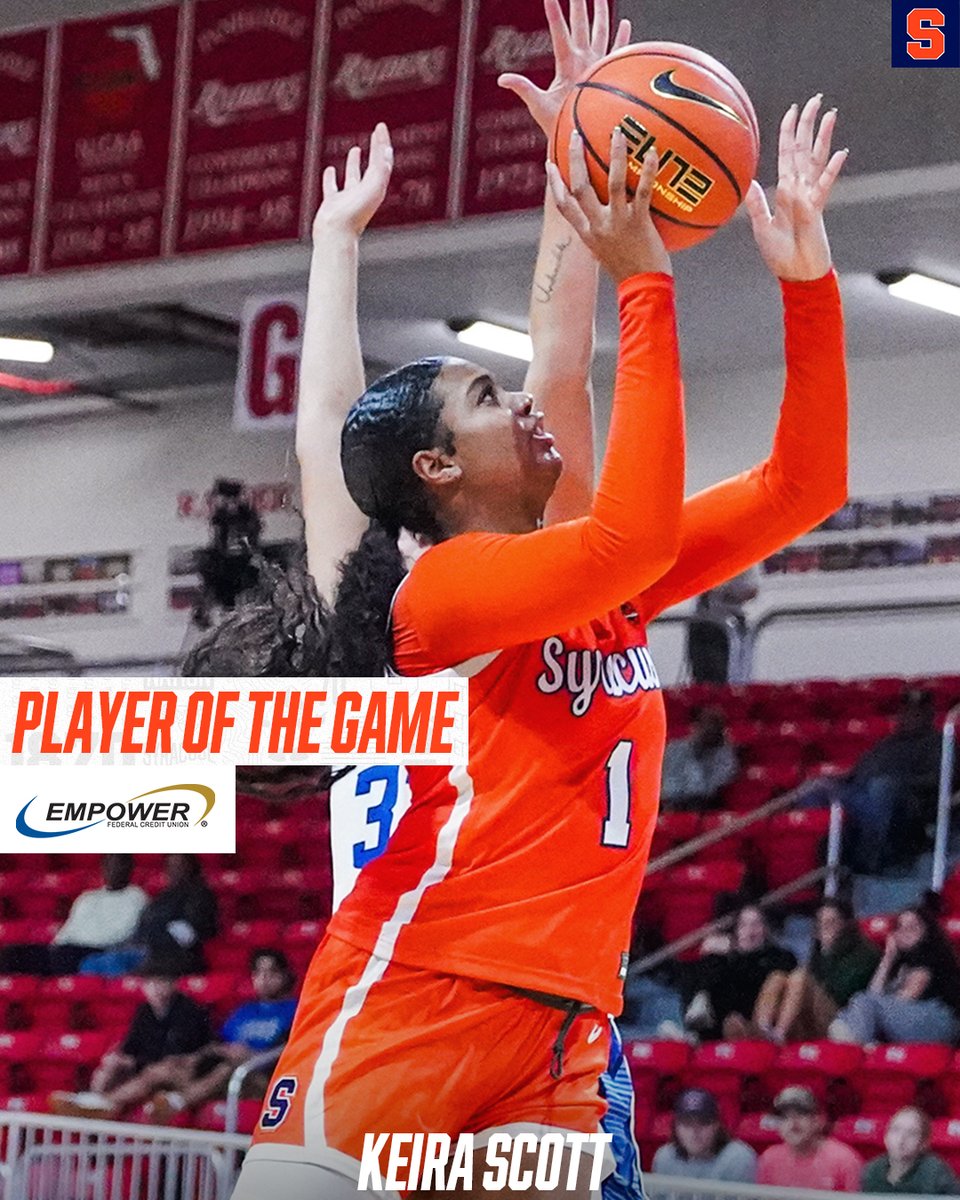 Syracuse Athletics (@cuse) on Twitter photo Keira Scott led the Orange with 11 points vs. Creighton. <a href="/CuseWBB/">Syracuse Women's Basketball</a> is back in the JMA Dome on Sunday vs. Yale, don't miss it!
'Cuse x <a href="/EmpowerFCU/">Empower Federal Credit Union</a> Keira Scott led the Orange with 11 points vs. Creighton. <a href="/CuseWBB/">Syracuse Women's Basketball</a> is back in the JMA Dome on Sunday vs. Yale, don't miss it!
'Cuse x <a href="/EmpowerFCU/">Empower Federal Credit Union</a>