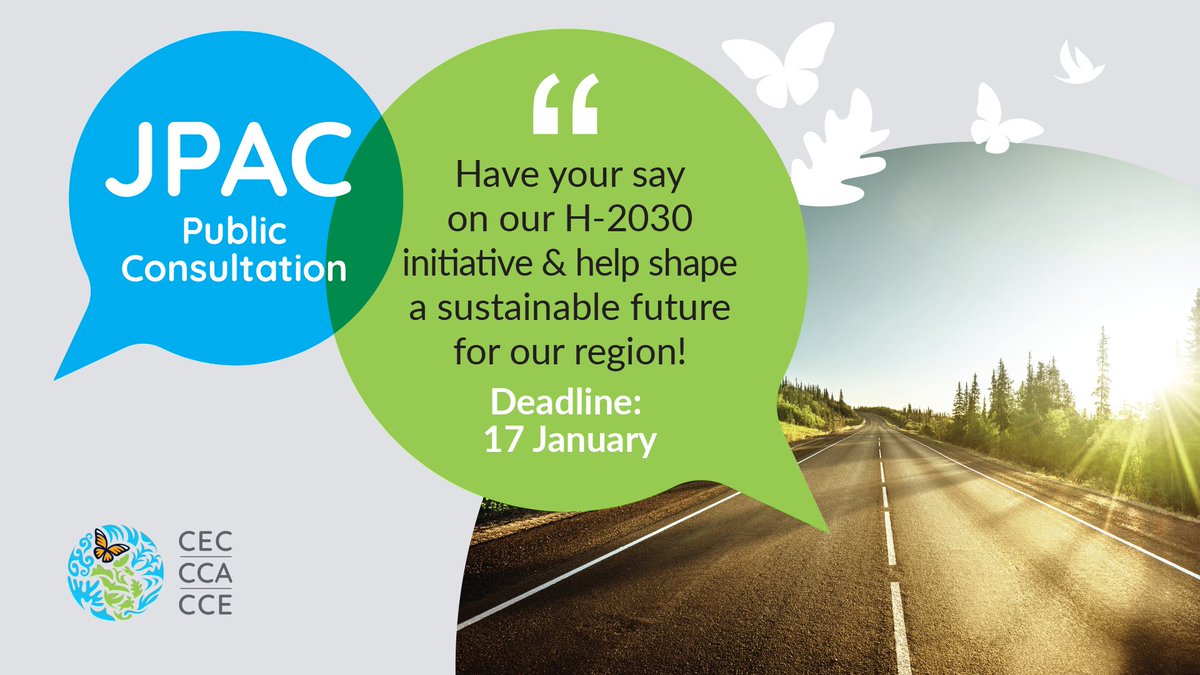 ✍️🌊🌄 We’re kicking off the #JPAC Public Consultation on our new trilateral project to advance Horizon 2030 Initiative in #NorthAmerica 🇨🇦🇲🇽🇺🇸

📣Have your say by 17 January!
👉cec.org/newsletter/hav…