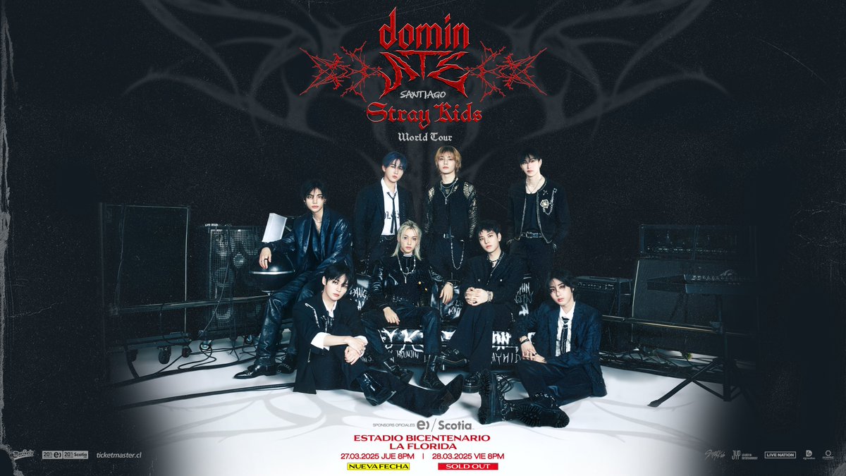 dgmedioschile's tweet photo. Debido a la gran demanda, ¡NUEVA FECHA PARA STRAY KIDS EN CHILE! 🤩 Nos vemos el 27 de marzo 2025 en Estadio Bicentenario La Florida @Stray_Kids 🕷️❤️‍🔥

➡️ Preventa clientes @entel o pagando con tarjetas @Scotiachile, jueves 28 de noviembre a la 1 PM.
➡️ Venta general, viernes 29 de noviembre a la 1 PM.
➡️ Invita Marinela Chile
🎟️ Entradas en @ticketmastercl 
🔗 Más info en https://t.co/USYjySbcgx