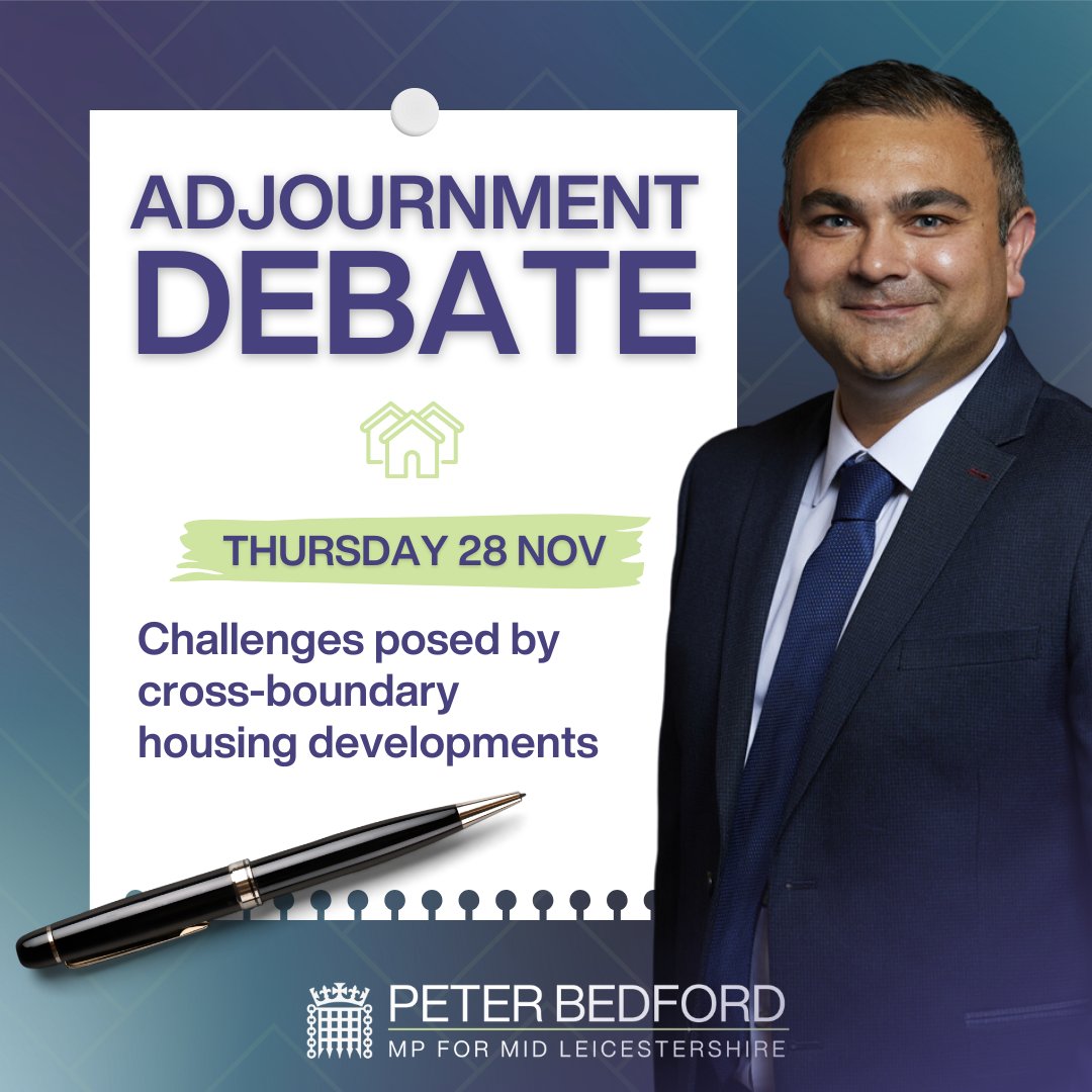 I recognise that planning and development is a major issue across the constituency. 

I have therefore secured an adjournment debate, on cross-boundary planning applications, this Thursday in the House of Commons!