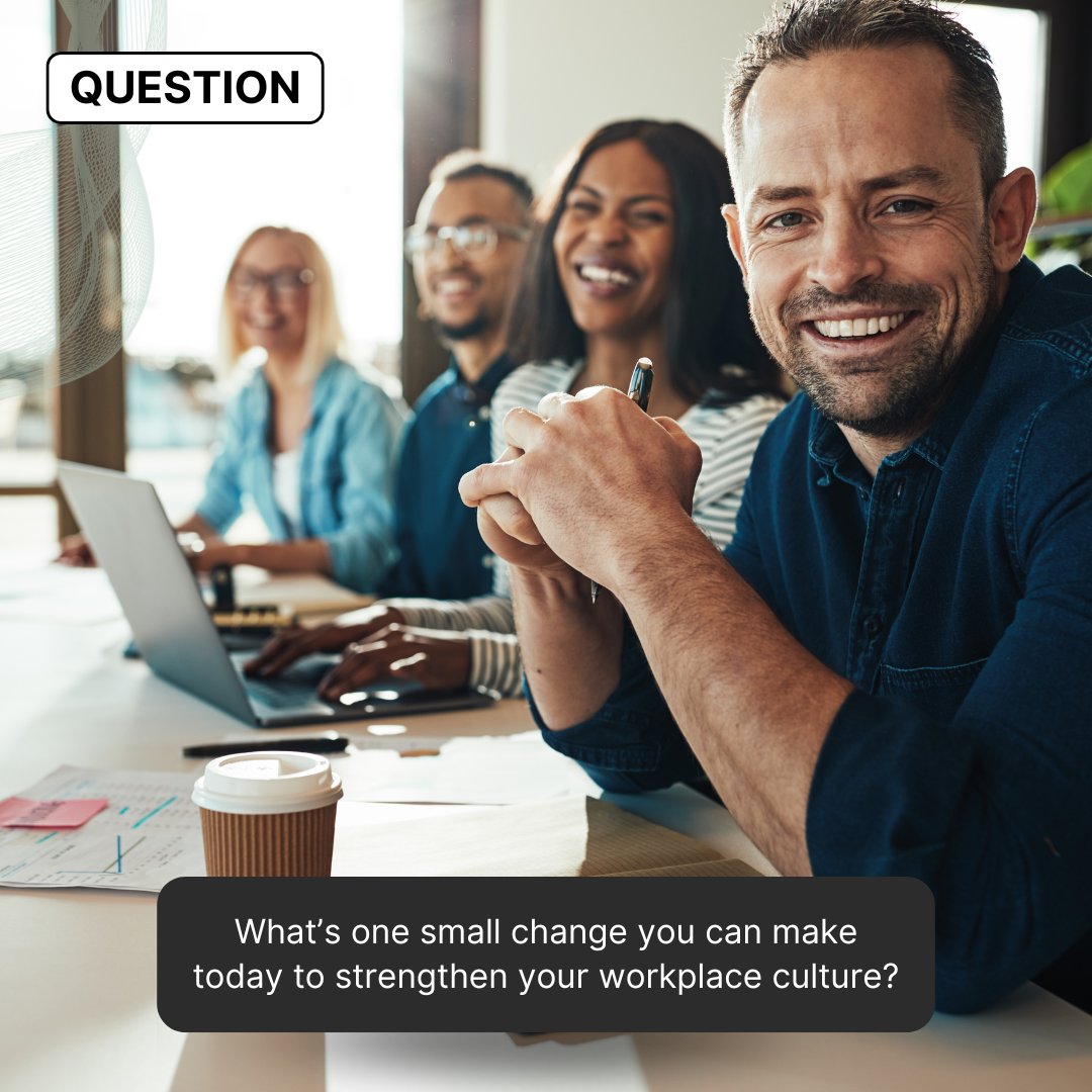 What’s one small change you can make today to strengthen your workplace culture? 🤔

What will you try today? Let’s keep the conversation going in the comments!

#CultureChange #SmallSteps #PositiveWorkplace #LeadershipTips #EngageYourTeam