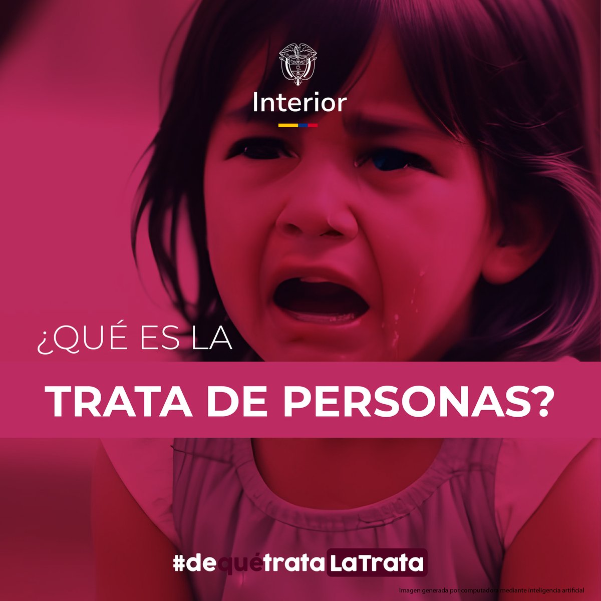 MinInterior's tweet photo. #DeQuéTrataLaTrata | La trata de personas es un delito que implica la captación, traslado, acogida o recepción de personas, dentro o fuera de Colombia, con el fin de explotarlas. https://t.co/cel9pylX4b