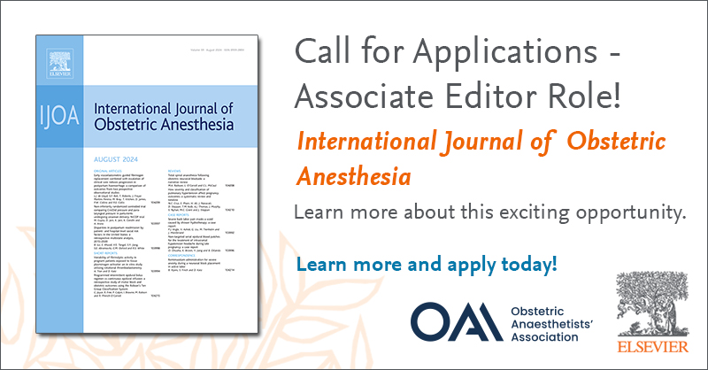 Learn more and apply today!
spkl.io/6014fu0Zn
<a href="/OAAinfo/">OAA</a> #ObstetricAnaesthetistsAssociation #OAA #Anesthesia #ObstetricAnaesthesia #Obstetrics #CFA #CallforApplications #AssociateEditor