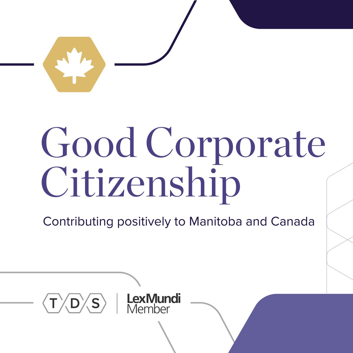 Good corporate citizenship is a core value at TDS. We do our part to be a good corporate citizen that is mindful of its responsibility to make a positive contribution to Manitoba and Canada.
 
Learn more about our core values at tdslaw.com/about.
 
#TDSLaw #LawFirm