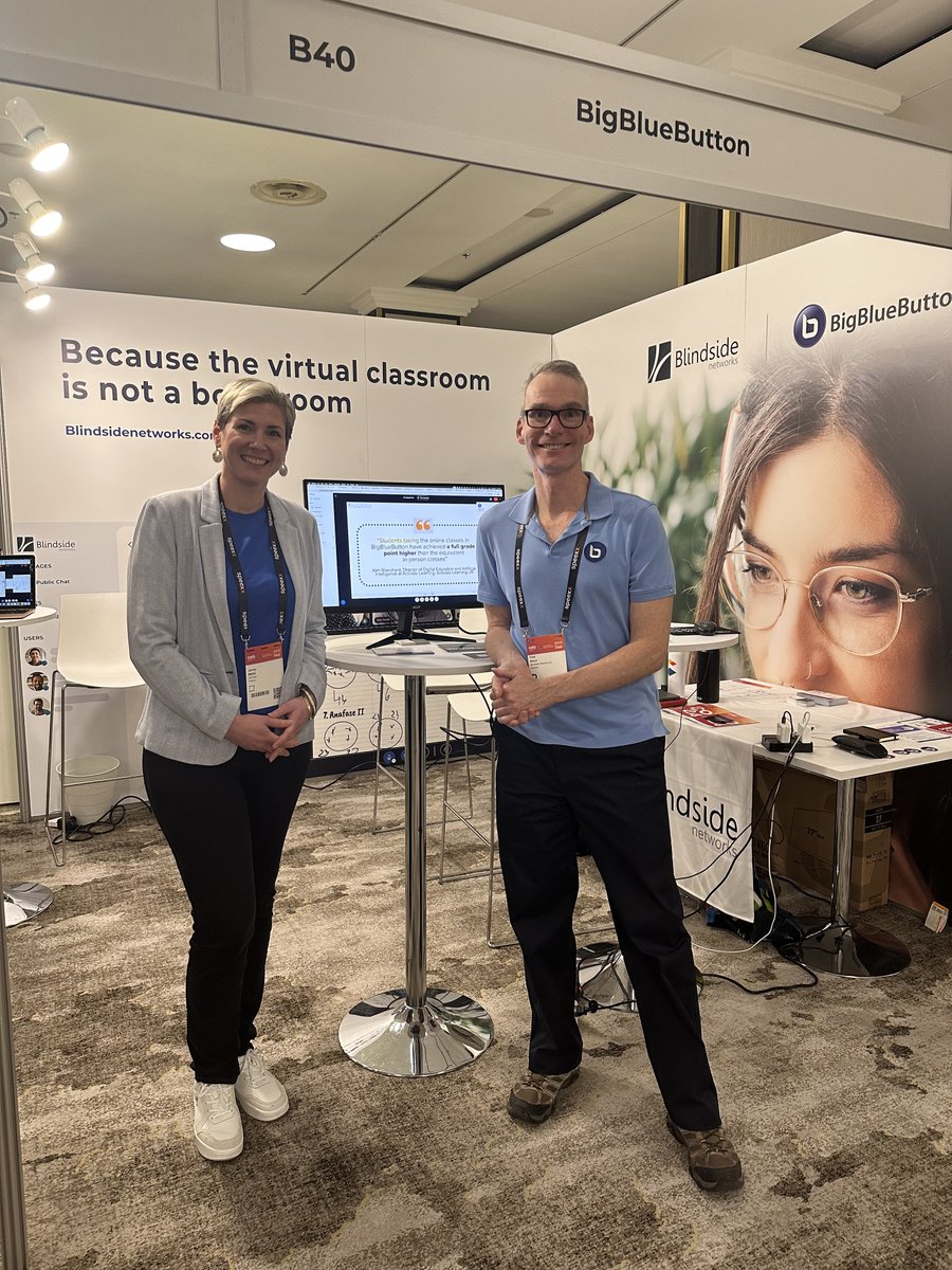 Linking up with our friends at <a href="/ubicast_video/">UbiCast</a> at #oeb24.  Ubicast have integrated support for processing recordings from BigBlueButton into their student video learning experience.  See: support.ubicast.eu/hc/en-gb/artic… #EdTech