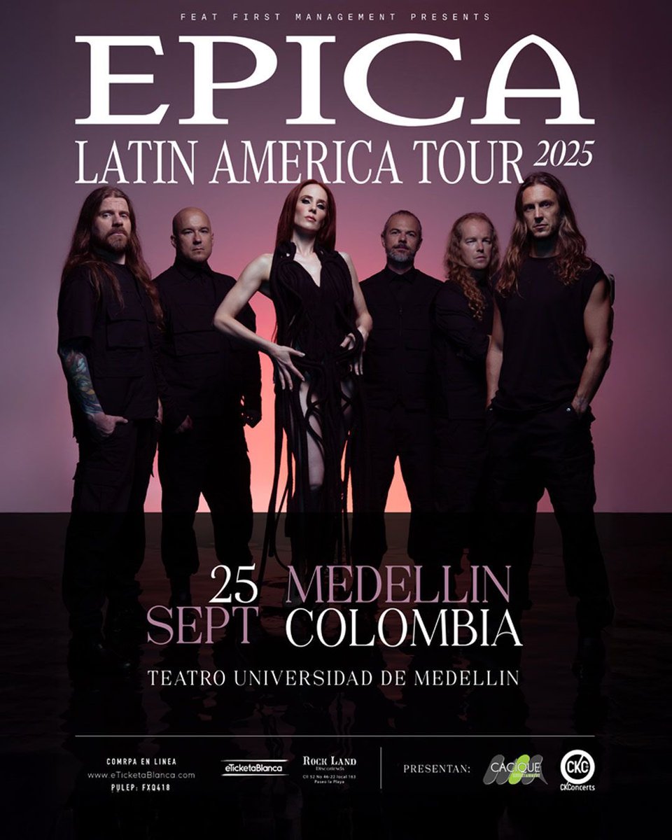 🚨EPICA en Colombia🚨

La banda de metal sinfónico se presentará en la ciudad de Medellín el próximo 25 de Septiembre, Teatro Universidad de Medellín.

🎫 Entradas a la venta en: ckconcerts.com/es/tours-y-sho…
