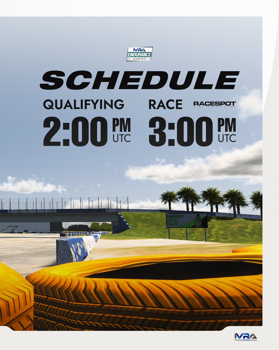 IVRA (@ivraleague) on Twitter photo The converted race track, Sebring, is North America's most recognizable road course.
Now, we will host the Sebring 200! You can watch the race on Saturday at 3 PM UTC on <a href="/RaceSpotTV/">RaceSpot TV</a> Youtube channel.
#IVRA #ENDURANCE The converted race track, Sebring, is North America's most recognizable road course.
Now, we will host the Sebring 200! You can watch the race on Saturday at 3 PM UTC on <a href="/RaceSpotTV/">RaceSpot TV</a> Youtube channel.
#IVRA #ENDURANCE