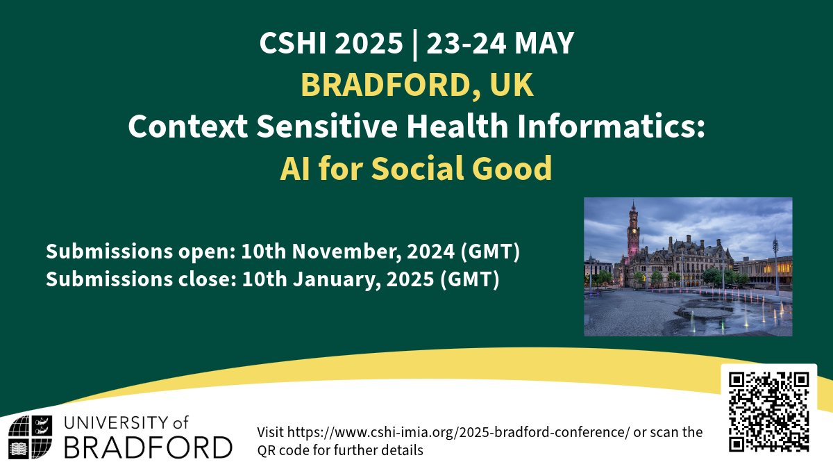 Prof Rebecca Randell (@hciforhealthit) on Twitter photo Come and join us <a href="/UniofBradford/">University of Bradford</a> for Context Sensitive Health Informatics 2025! Submissions open until January 10th. <a href="/CityOfResearch/">CityOfResearch</a> <a href="/wolfsoncahr/">The Wolfson Centre for Applied Health Research</a> <a href="/bradford2025/">Bradford 2025</a> Come and join us <a href="/UniofBradford/">University of Bradford</a> for Context Sensitive Health Informatics 2025! Submissions open until January 10th. <a href="/CityOfResearch/">CityOfResearch</a> <a href="/wolfsoncahr/">The Wolfson Centre for Applied Health Research</a> <a href="/bradford2025/">Bradford 2025</a>