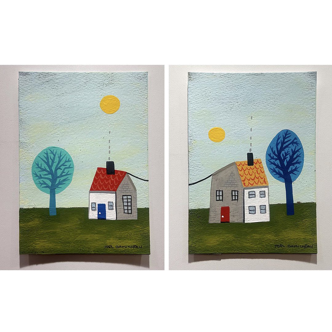 I just added a couple of new, small unframed paintings to my shop - JoelgART.com - Check them out! - “Holding Hands 1 &amp; 2” - Acrylic on Paper - 5x7” - $245 each - Sold separately or buy both, since they are lovers. 🖤🌞 #painting #paintings #originalart