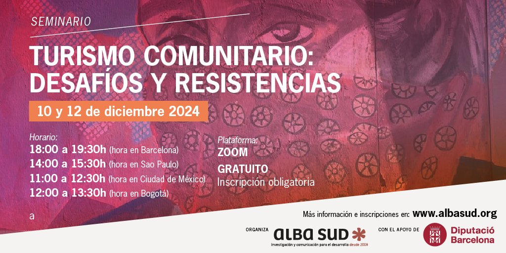 📢Organizamos nuevo seminario en línea sobre #TurismoComunitario en América Latina. Abordaremos los desafíos de una mayor atención por parte del mercado global, así como los procesos de defensa de los territorios. Más información e inscripciones aquí: 
albasud.org/noticia/es/177…