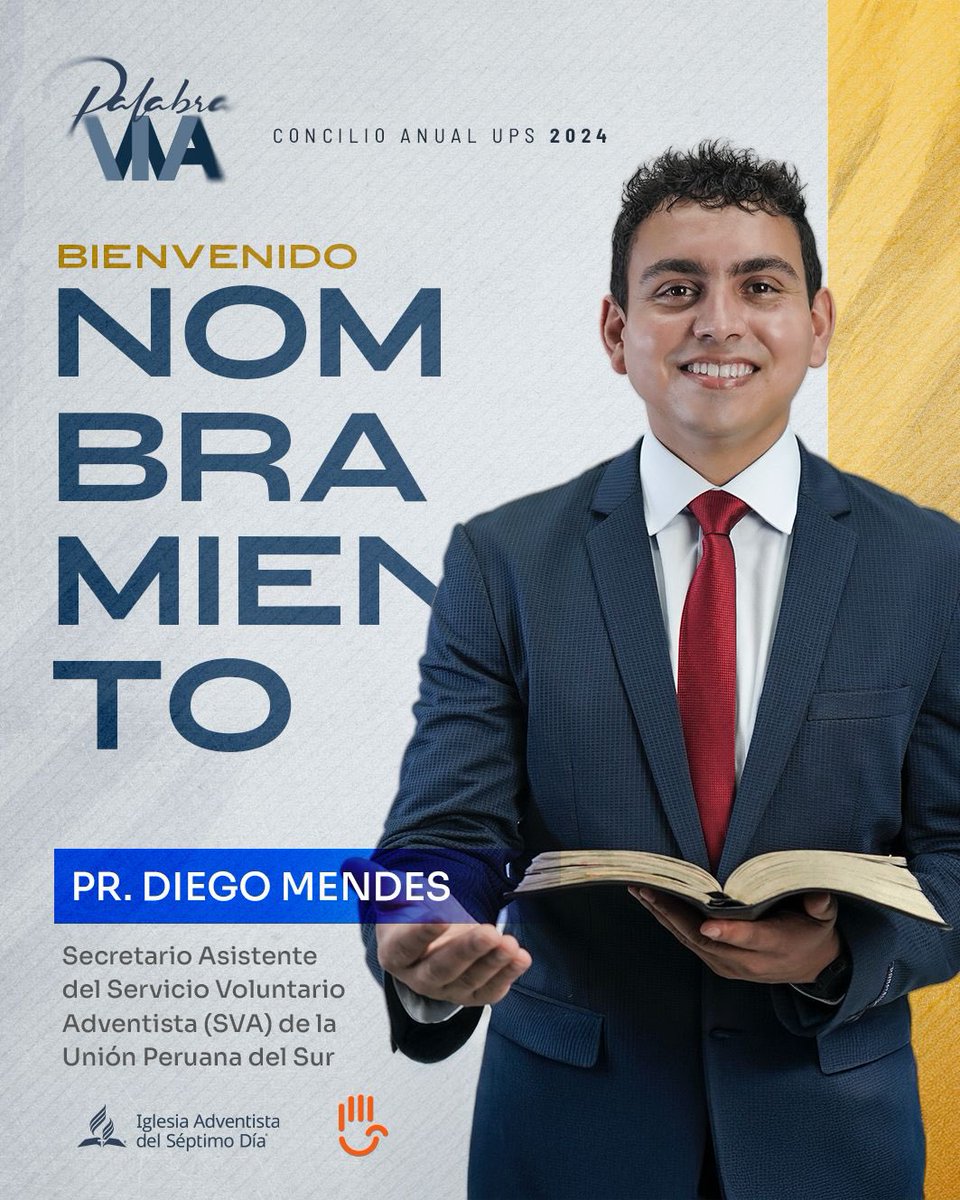 🔴#Nombramiento 📯📷| El Concilio Anual de la UPS nombra al Pr. Diego Mendes como Secretario Asistente y Coordinador del Servicio Voluntario Adventista (SVA). Unidos en oración por su liderazgo en este ministerio.🙏🏼📷✨

#NoticiasAdventistas #adventistasUPS #concilioUPS
