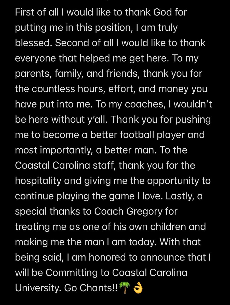 Gavin529_'s tweet image. #AGTG Committed!!! Go Chants! 🐓🌴@CoastalFootball @Aidan_Panni_
@BallAtTheBeach @coachmiller2525 @Coachtimbeck @HaydenGregory50 @CoachTRountree @thekuff16 @CoachEBenton @BHSBobcatFB @Coach_Casper @lwc_captures