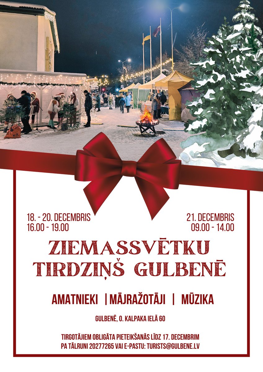 Aicinām baudīt maģiskās svētku sajūtas Ziemassvētku tirdziņā Gulbenē no 18. līdz 21.decembrim!
