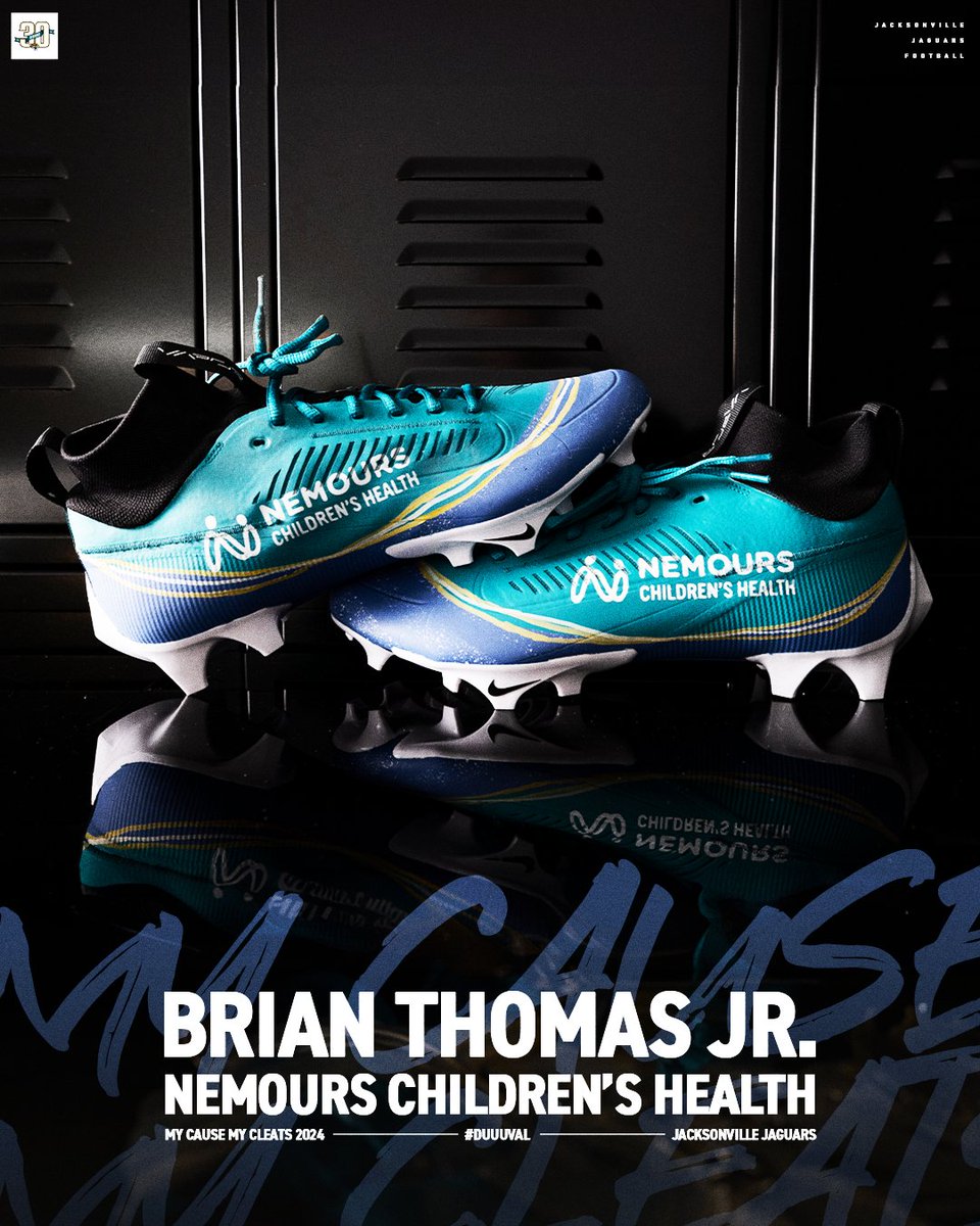 Jaguars's tweet photo. “Children’s health is everything.” – @BrianThomas_11

@Nemours | #MyCauseMyCleats https://t.co/bFHlAA919T