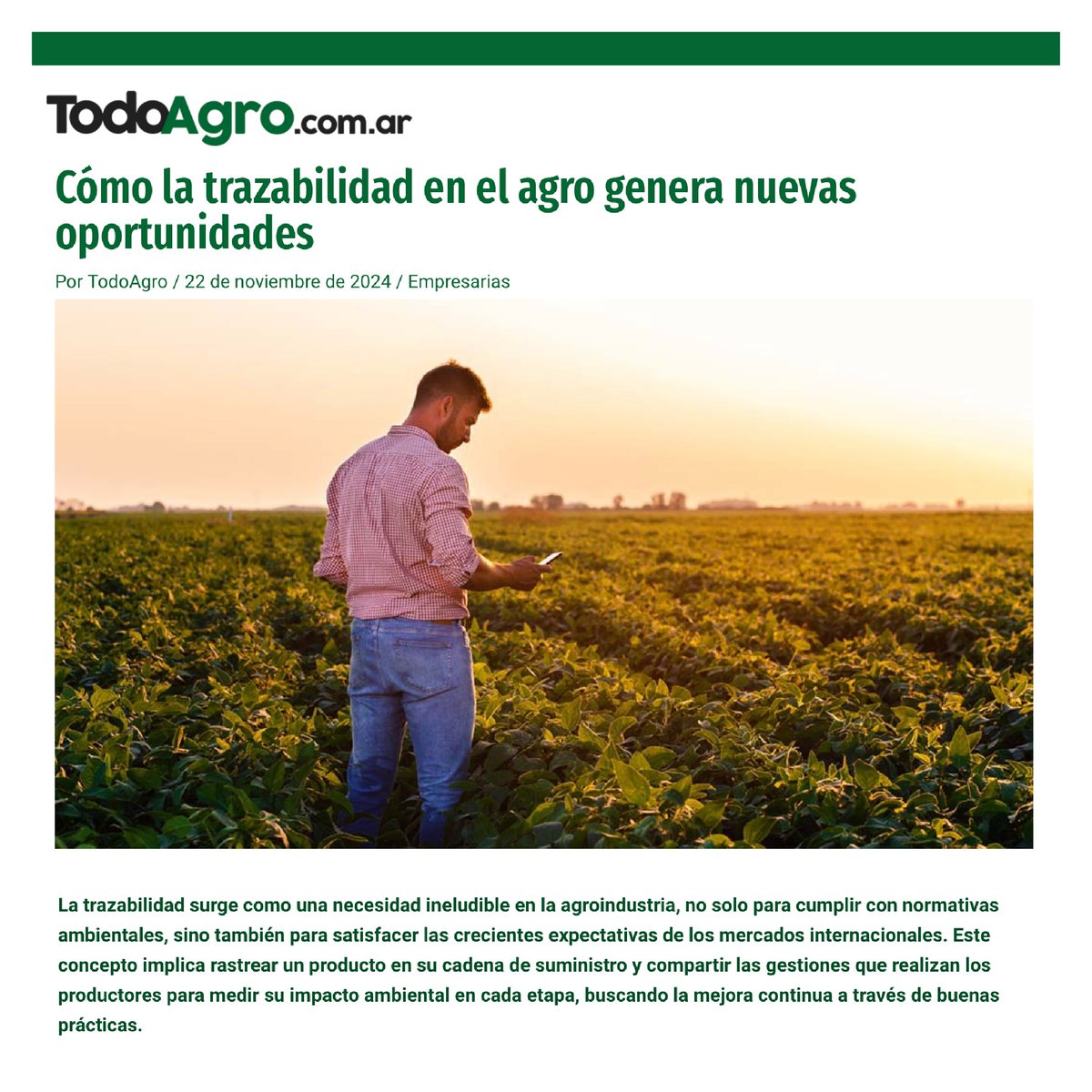 Les compartimos la columna de opinión de Agustín Sánchez Sorondo COO de <a href="/agrologyagro/">@agrologyagro</a> en el medio <a href="/TodoAgro/">TodoAgro</a> sobre  la importancia de la trazabilidad para potenciar los resultados 👇 todoagro.com.ar/como-la-trazab…