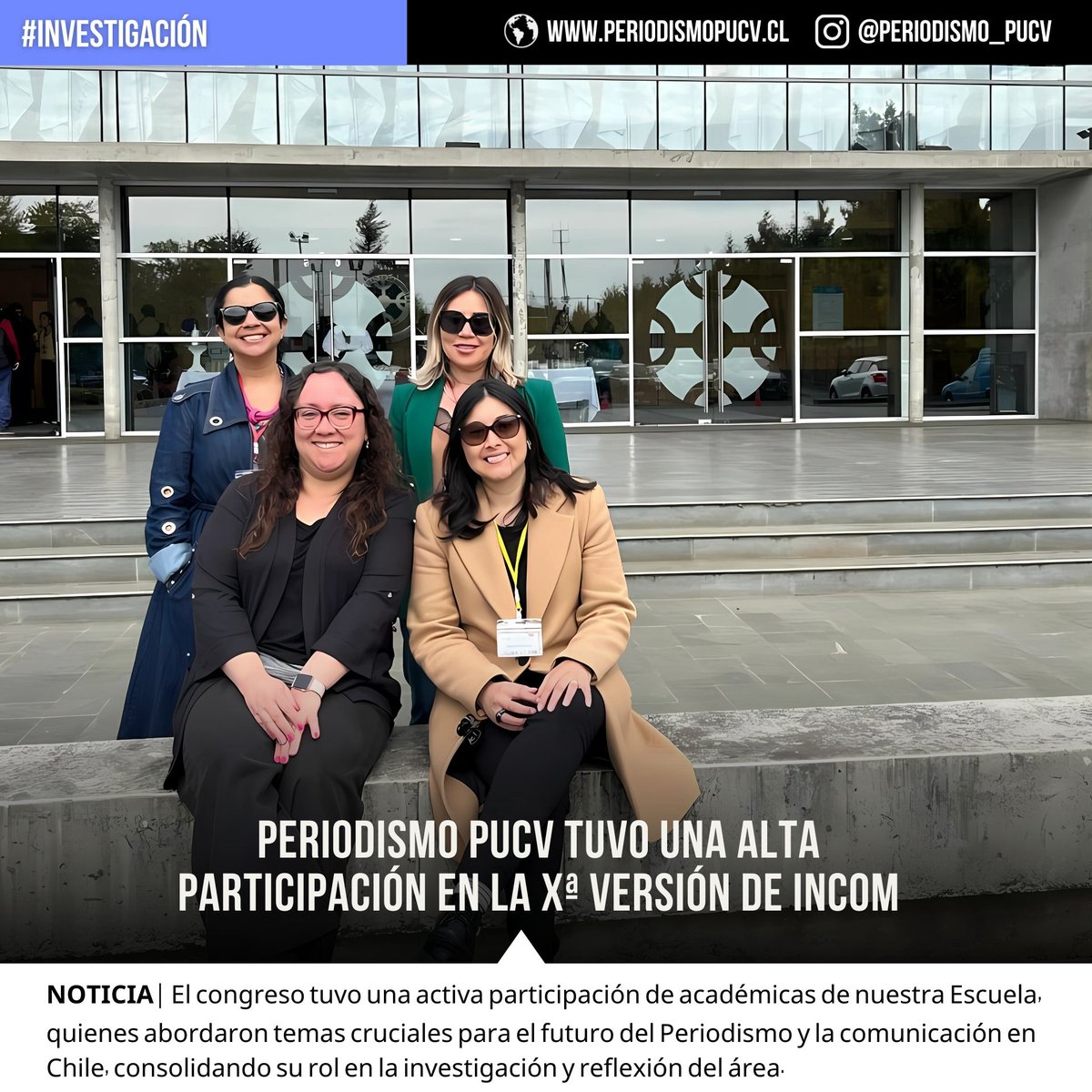 Periodismo PUCV (@pucvperiodismo) on Twitter photo Revisa la participación de <a href="/danilazcano/">Daniela Lazcano-Peña</a> <a href="/claumellado/">Claudia Mellado</a> <a href="/camilabuzzo/">camila buzzo</a> <a href="/Caroparedes/">Carolina Paredes</a> y <a href="/solevargas/">sole vargas 🌳🌳💪🏼💪🏼</a> en #INCOM 2024 👇
✍️periodismopucv.cl/noticia/period… Revisa la participación de <a href="/danilazcano/">Daniela Lazcano-Peña</a> <a href="/claumellado/">Claudia Mellado</a> <a href="/camilabuzzo/">camila buzzo</a> <a href="/Caroparedes/">Carolina Paredes</a> y <a href="/solevargas/">sole vargas 🌳🌳💪🏼💪🏼</a> en #INCOM 2024 👇
✍️periodismopucv.cl/noticia/period…