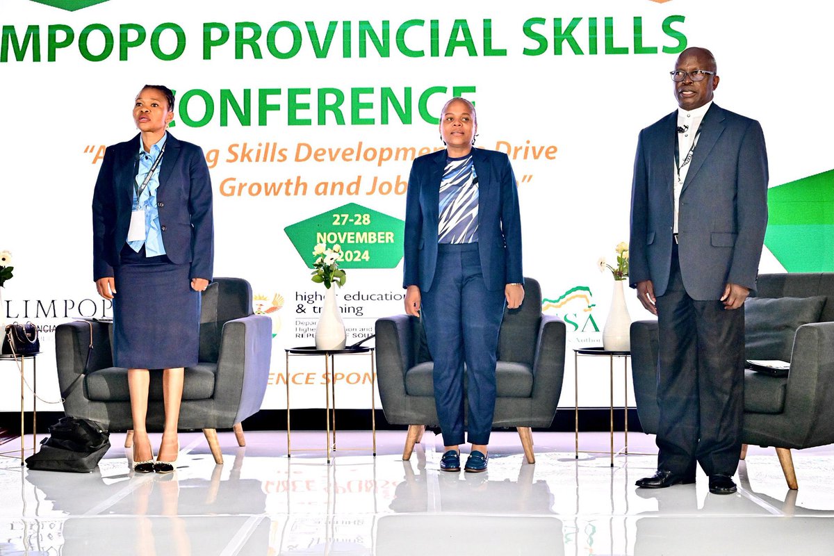 Nyambematshivha's tweet photo. What a wonderful day as Premier Dr @PhophiRamathuba emphasising the significance of skills development in Limpopo during her keynote address at the Limpopo Skills Development Conference. #SkillsConference #7thAdministration #LeaveNoOneBehind https://t.co/JKSM396Jor