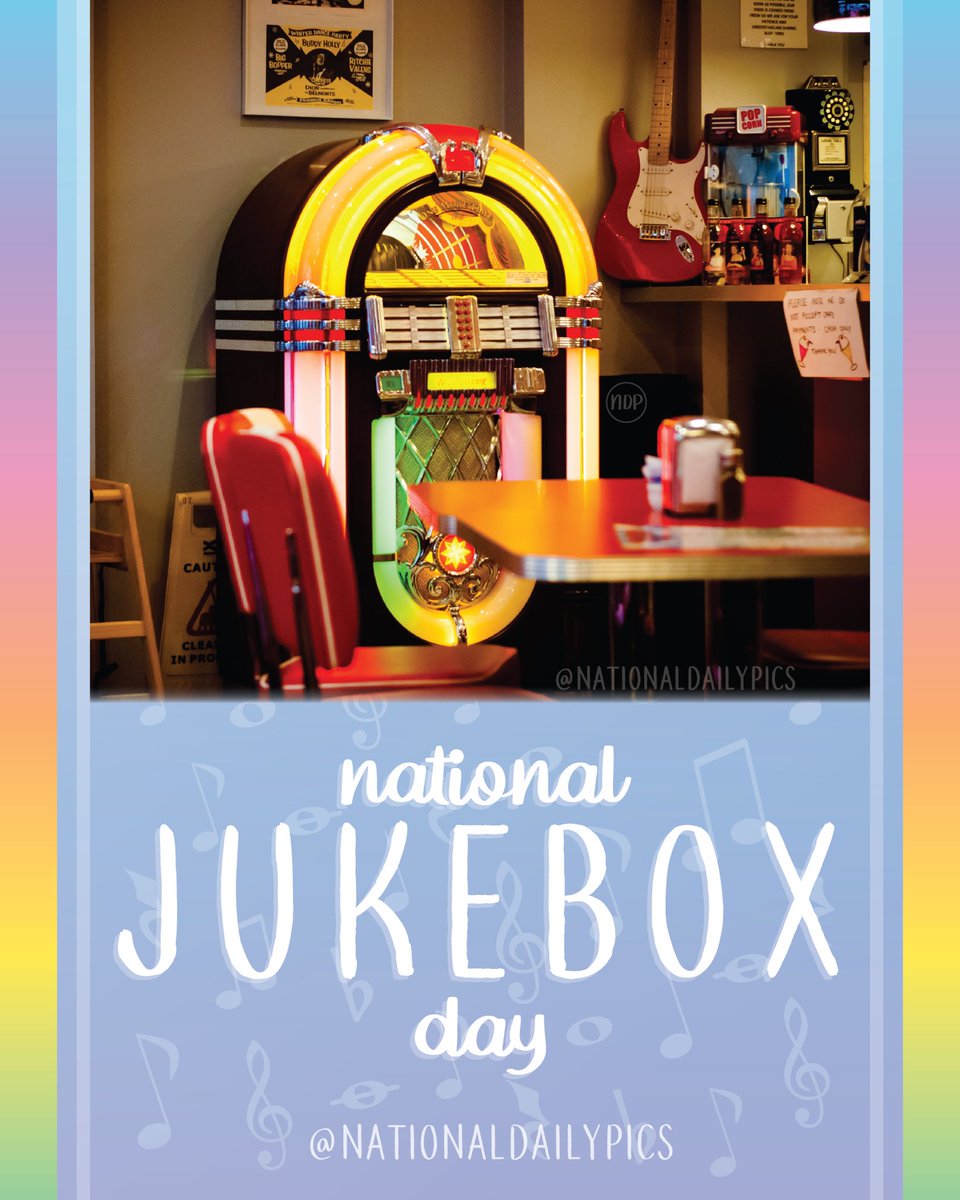 NationalDayPics's tweet photo. Happy National Jukebox Day! 🎶

Fun Fact: The first coin-operated music player was installed on this day in 1889!

💙💙Follow @NationalDailyPics on instagram for more!💙💙

#NationalJukeboxDay #JukeboxDay #NationalJukeboxDay2024 #JukeboxDay2024 #NationalDailyPics https://t.co/gny8TJDpEw