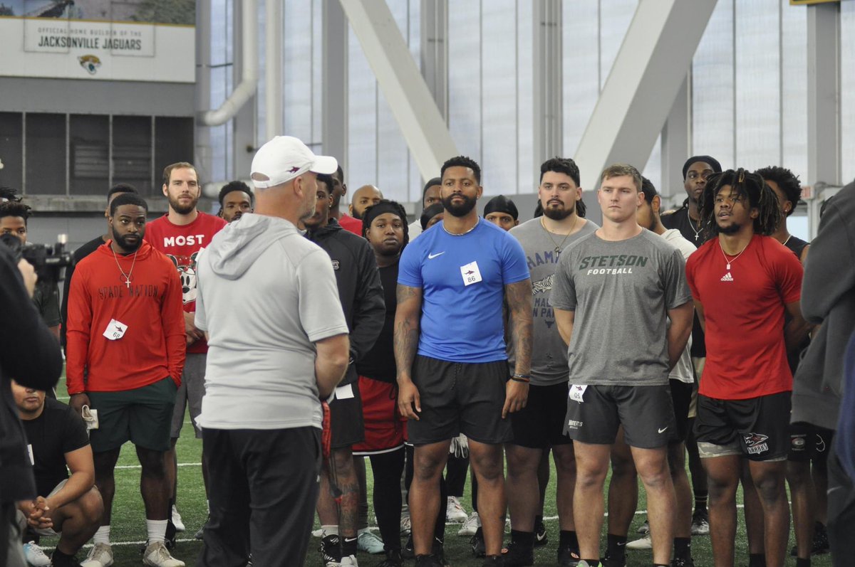 jaxsharks's tweet image. Thank you to everyone who came out to our free agent tryouts! We signed the following players: QB Blaine Espinosa, DB Malik Fleming, LB Ronald Malbrough Jr, and WR Jaidyn Wilson. Congratulations and welcome to the Sharks! 🦈