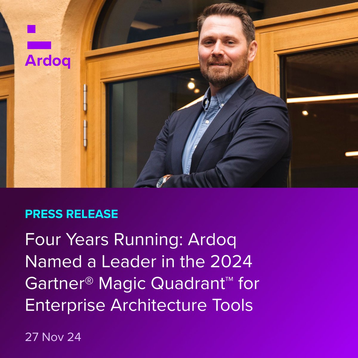 Congratulations to Ardoq for being recognized as a Leader in the 2024 Gartner® Magic Quadrant™ for Enterprise Architecture Tools! 🎉

Marking the fourth consecutive year that Ardoq has been named a leader, this reaffirms Ardoq's commitment to driving innovation and delivering