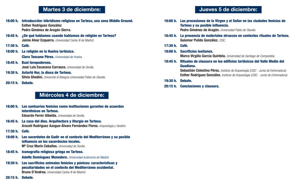 Construyendo Tarteso (@ctarteso) on Twitter photo ✍️ ¡Últimas plazas para el curso 'La Religión en Tarteso'!
🫂Varios miembros de nuestro equipo participan en este Curso de Otoño 🍂 organizado por <a href="/uimpsevilla/">UIMP Sevilla</a> que tendrá lugar los días 3-5 de diciembre en Sevilla
¡Te esperamos! 🙌 ✍️ ¡Últimas plazas para el curso 'La Religión en Tarteso'!
🫂Varios miembros de nuestro equipo participan en este Curso de Otoño 🍂 organizado por <a href="/uimpsevilla/">UIMP Sevilla</a> que tendrá lugar los días 3-5 de diciembre en Sevilla
¡Te esperamos! 🙌
